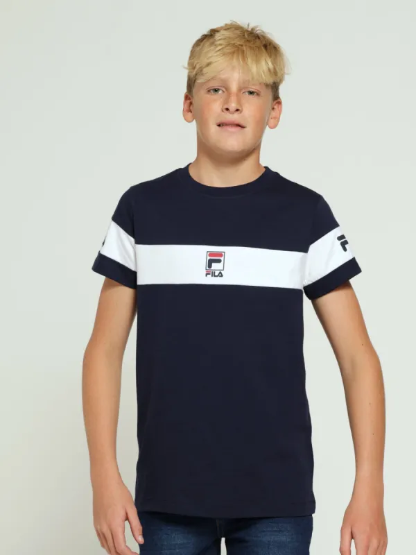 Boys Cut & Sew Basil Tee - Navy sold by Edgars