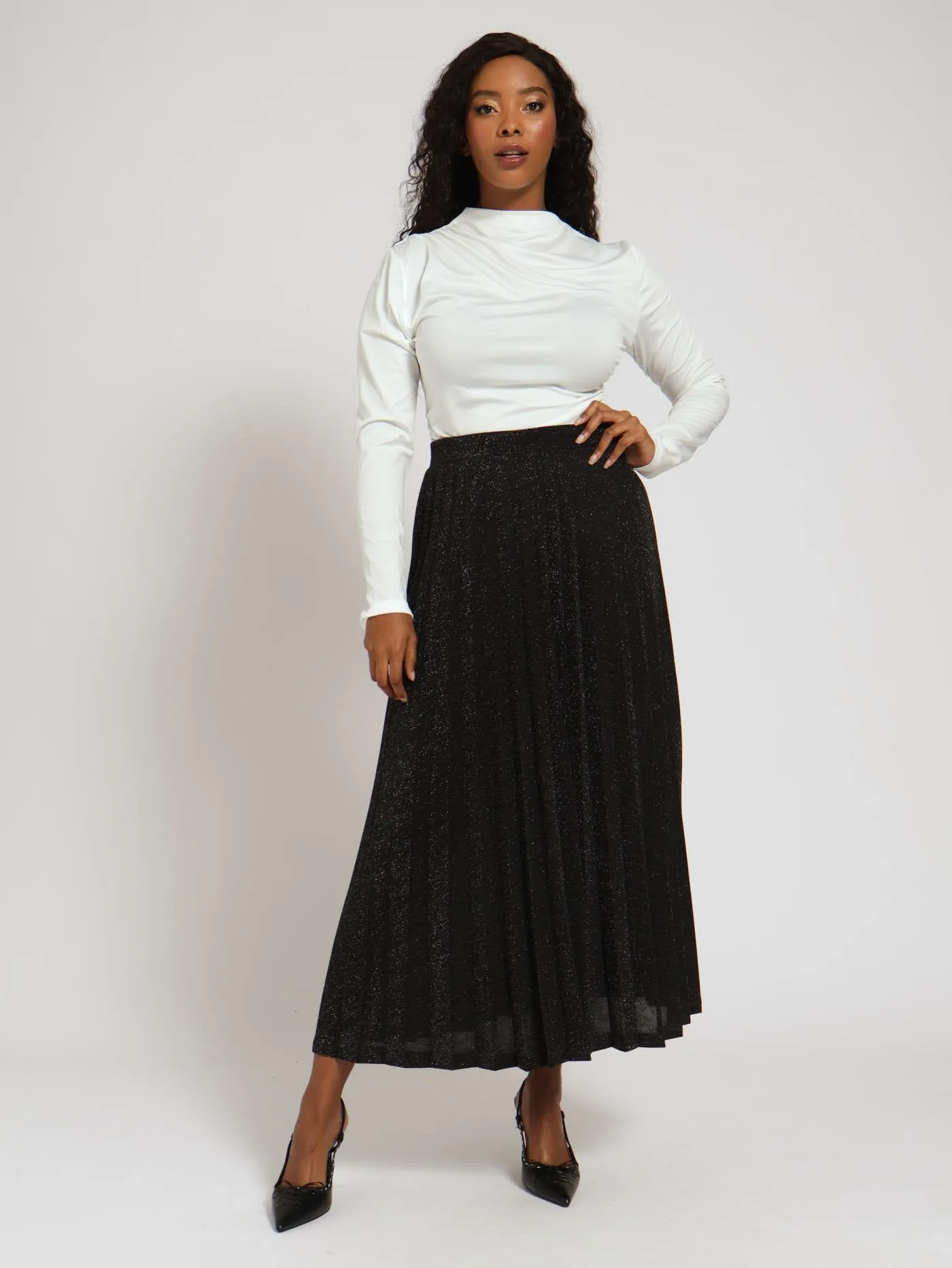 Pleated Shimmer Midi Skirt - Black sold by Edgars product image thumbnail 2