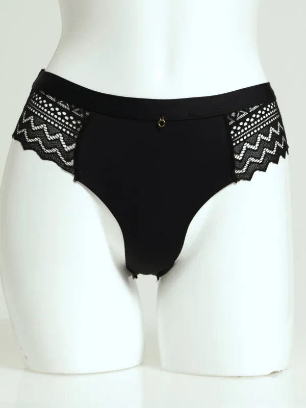 Microfibre Lace Midi Panty - Black sold by Edgars 
