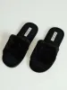 Single Band Plush Mule Slipper With Quilted Insock - Black sold by Edgars