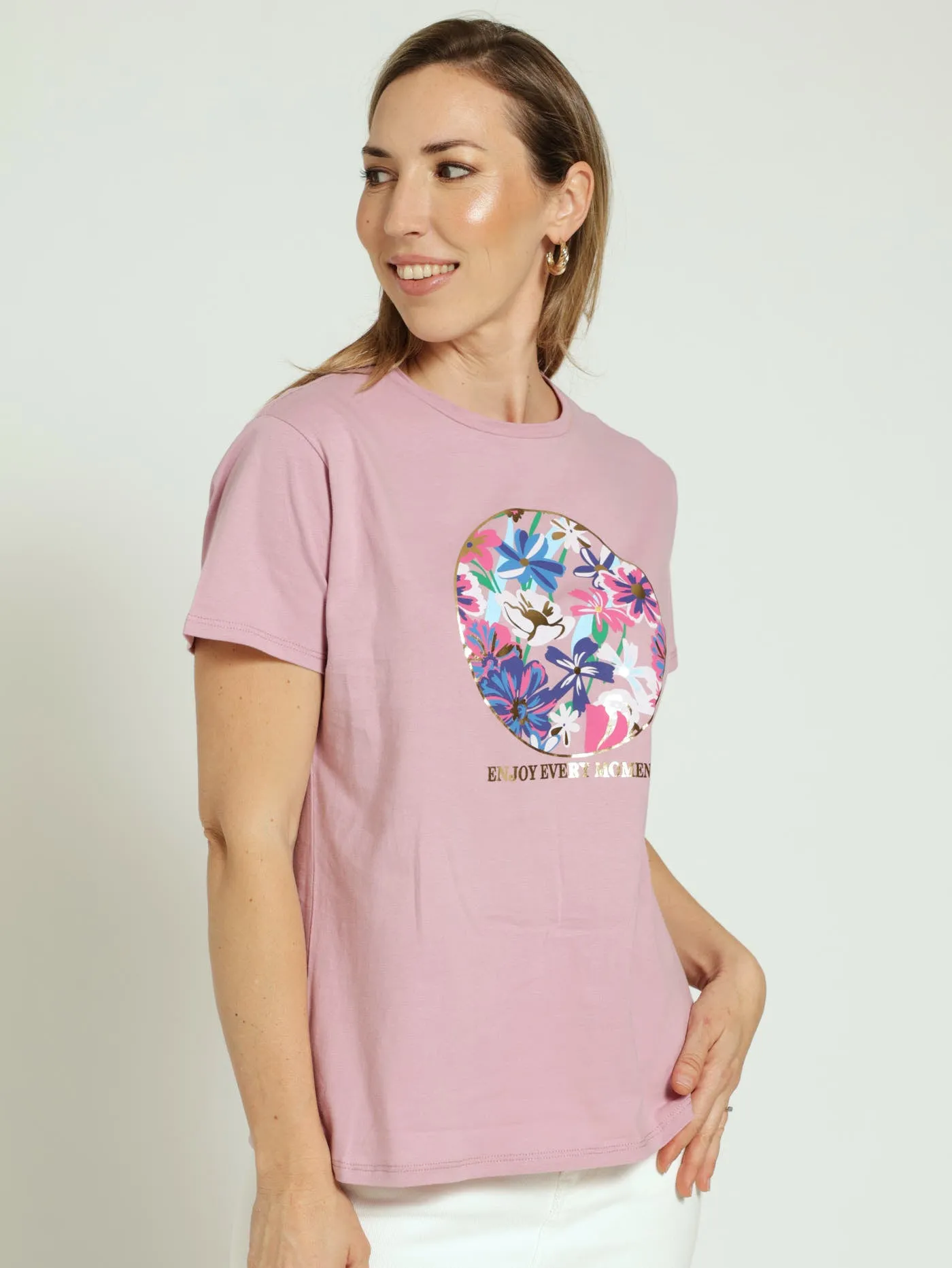 Floral Circle Tee - Mauve sold by Edgars