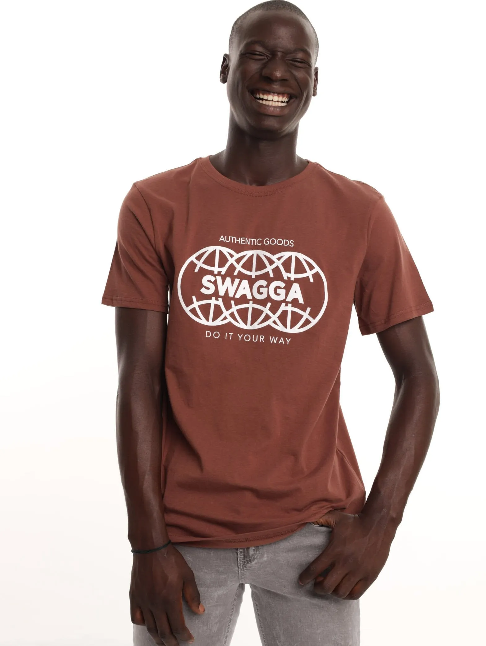 Men's Short Sleeve Basic Printed Tee - Brown sold by Edgars