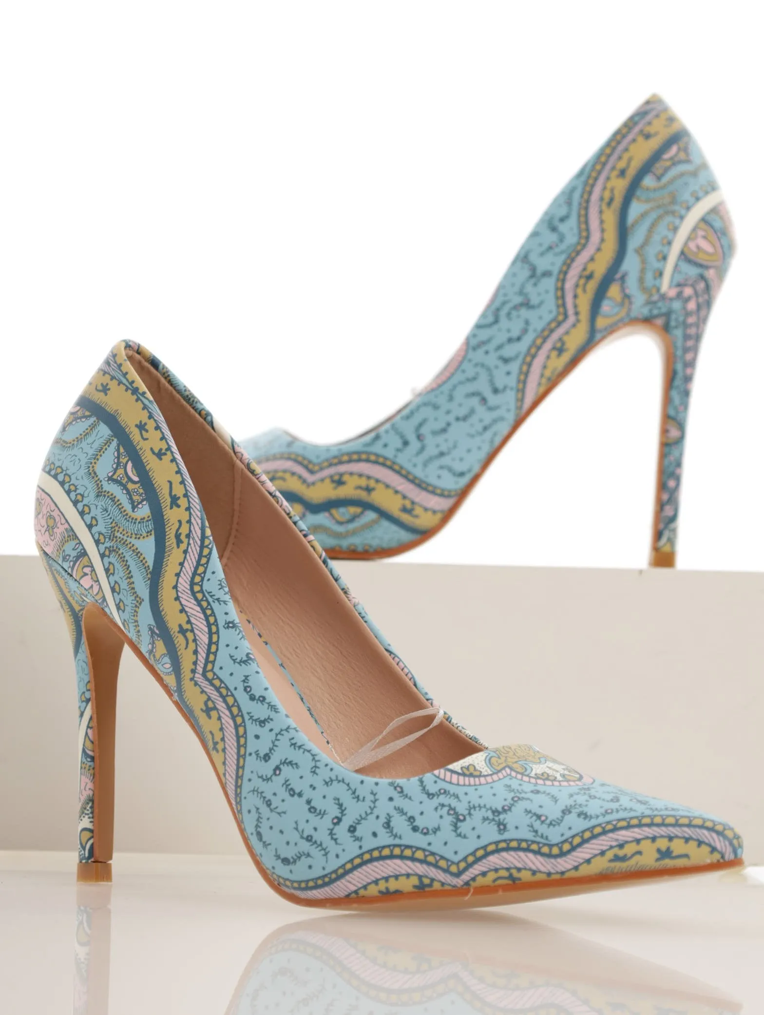 Ladies Printed Pointy Court Heel - Blue sold by Edgars