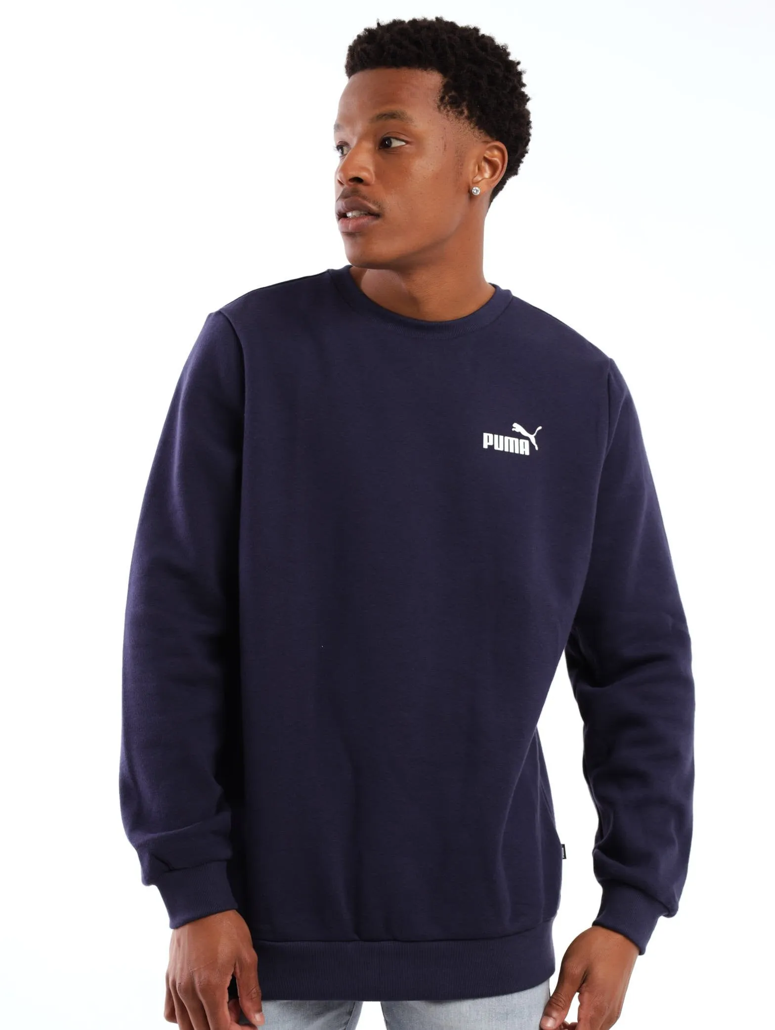 Men's ESS Small Logo Crew Fleece Top - Peacoat sold by Edgars