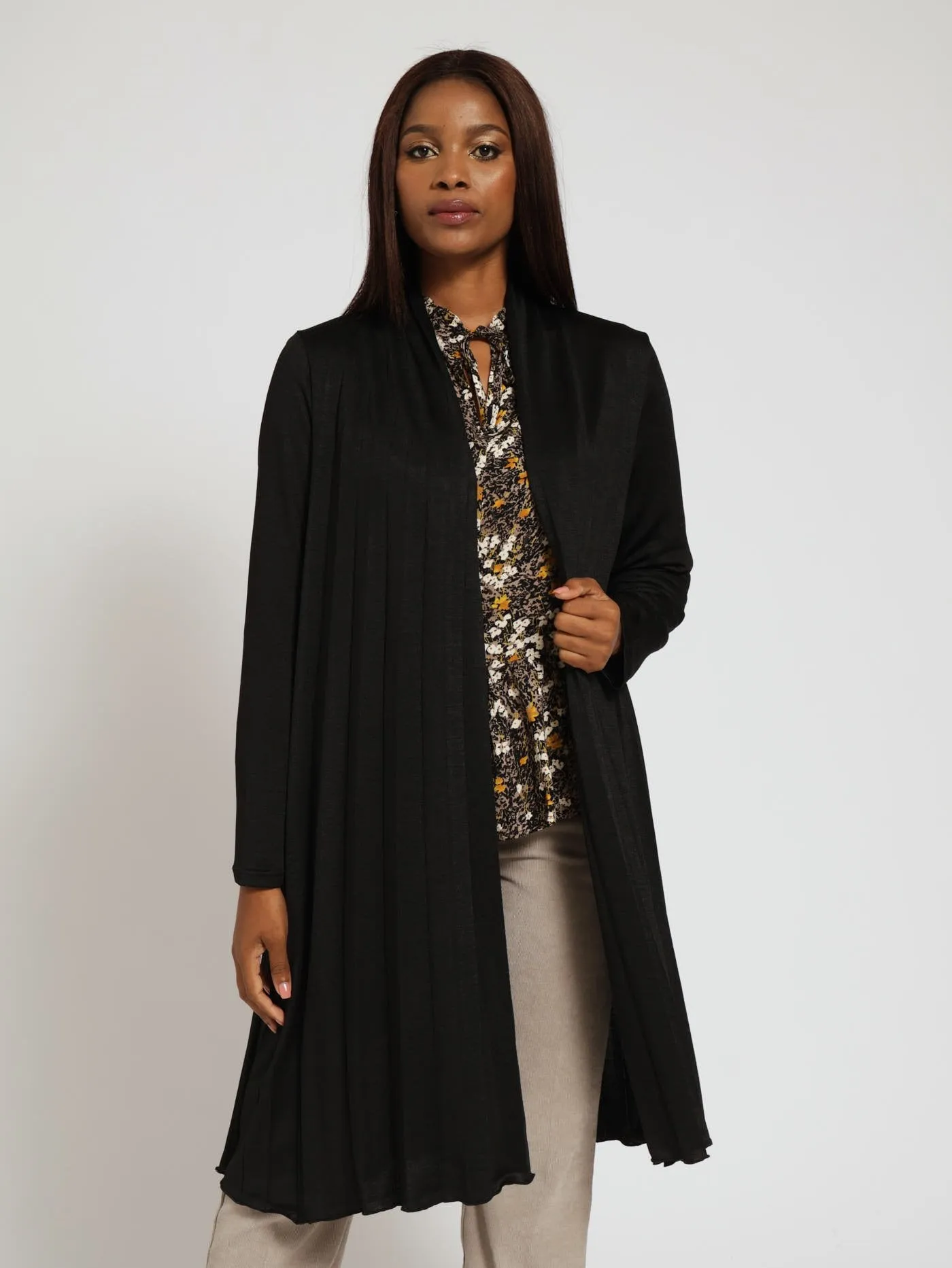 Pleated Open Throw Jacket - Black sold by Edgars