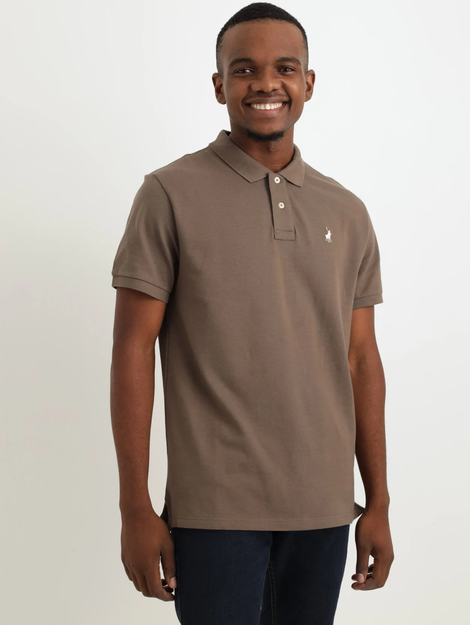 Men's Short Sleeve Golfer - Taupe sold by Edgars