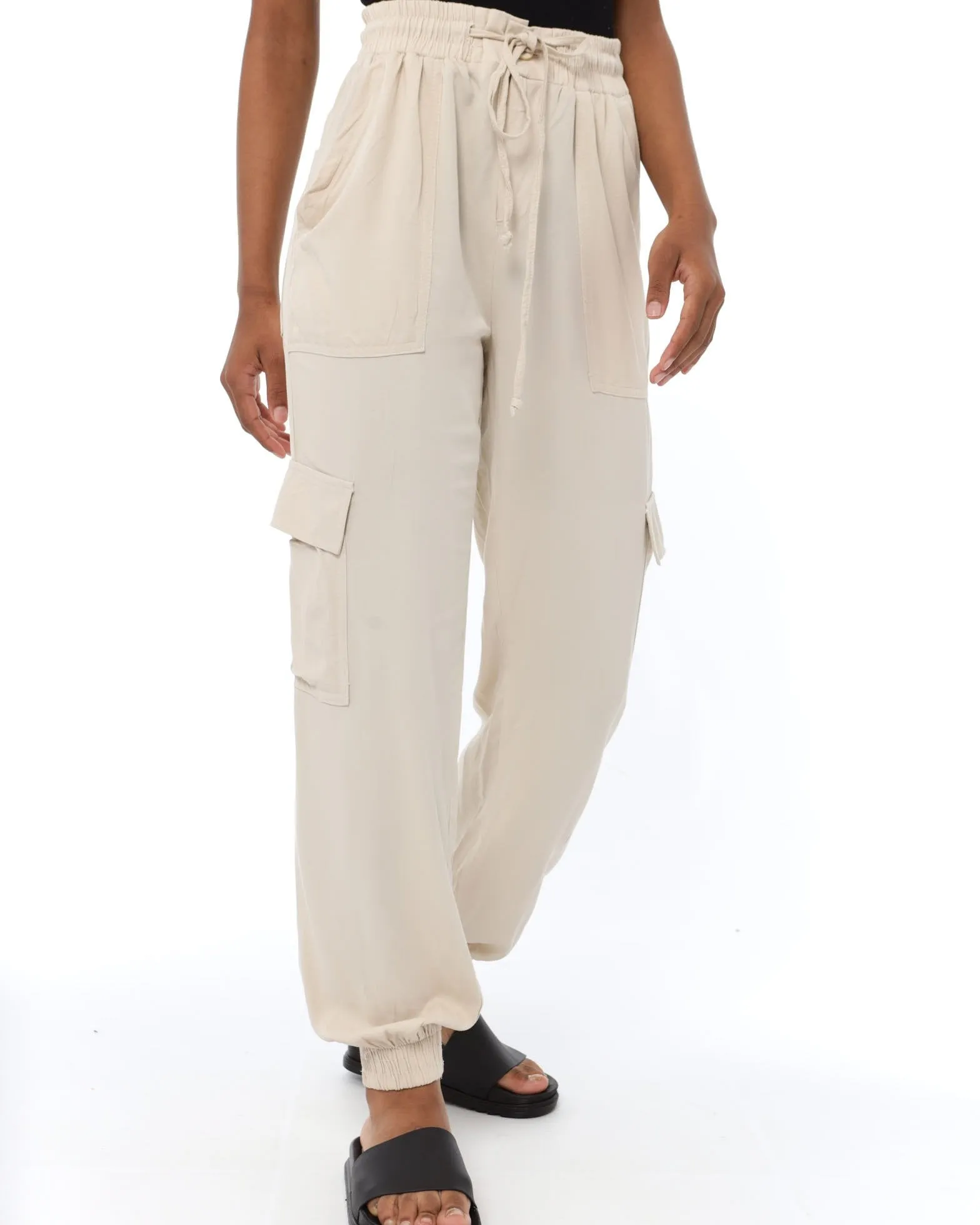 Ladies Viscose Twill Jogger - Stone sold by Edgars