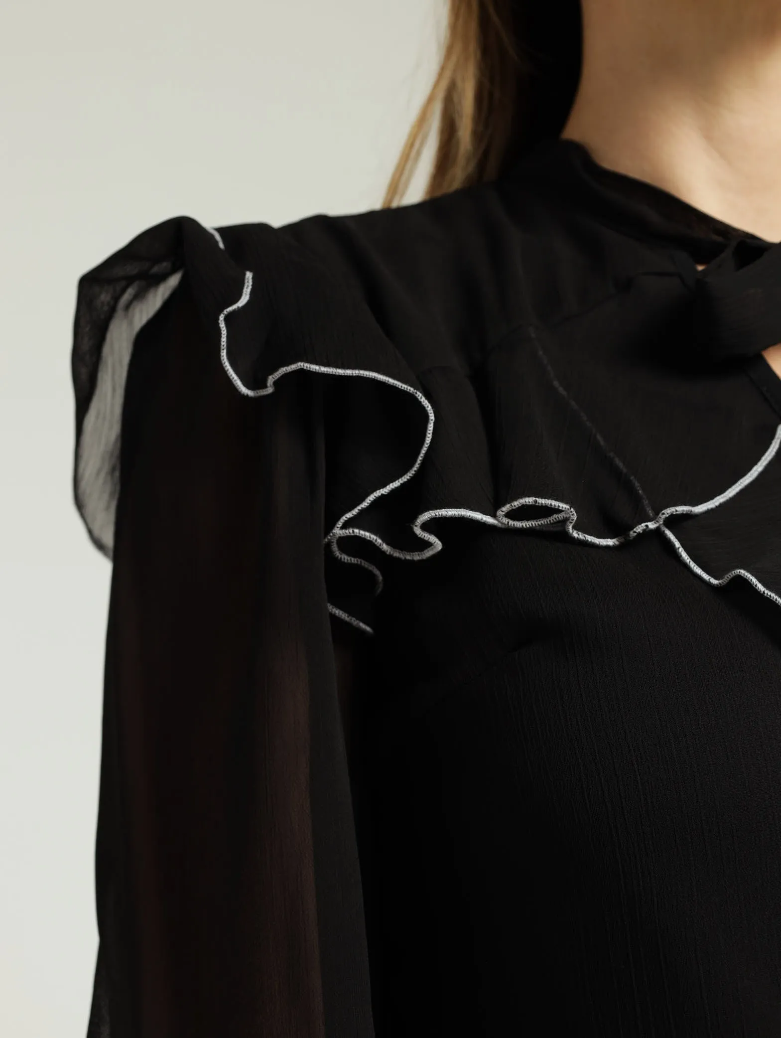 Kitty Bow Ruffle Blouse - Black sold by Edgars product image thumbnail 2