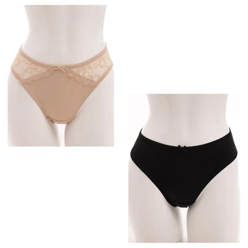 Ladies 2 Pack Microfibre Lace Hicut - Two-Tone sold by Edgars