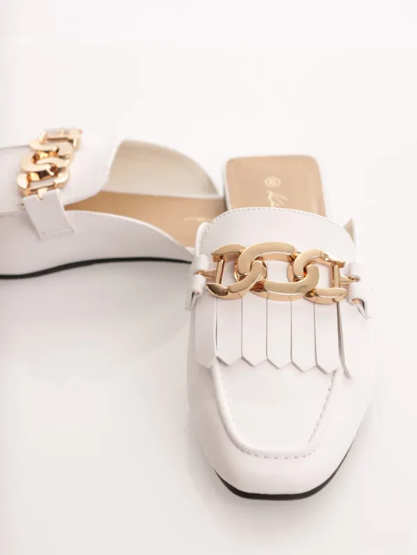 Ladies Square Toe Push-In Loafer - White sold by Edgars