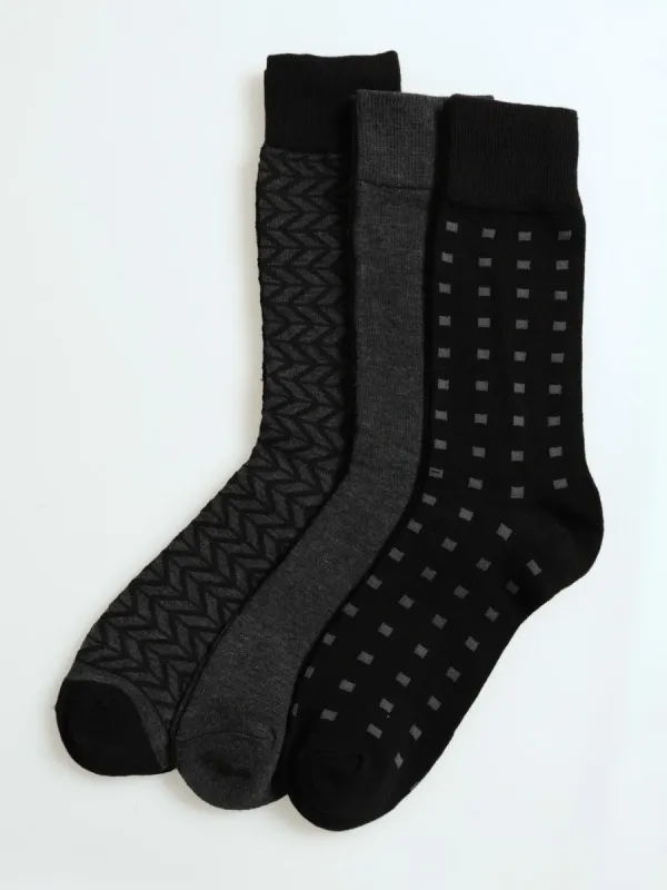 3 Pack Fashion Anklet Socks - Black/Grey sold by Edgars