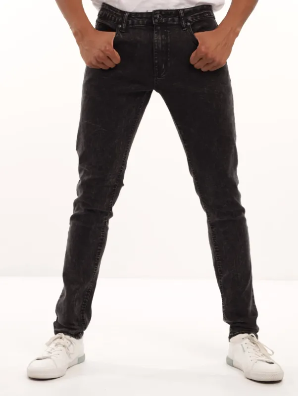 Men's Black Acid Skinny Denim Jean sold by Edgars