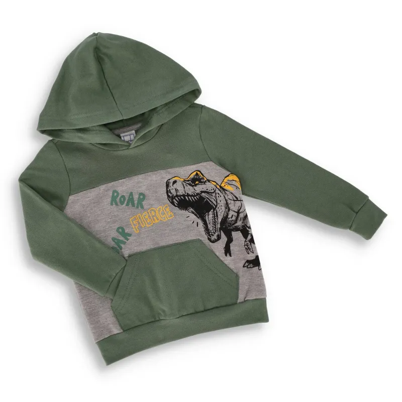 Pre-Boys Long Sleeve Fleece Hooded Top - Green sold by Edgars