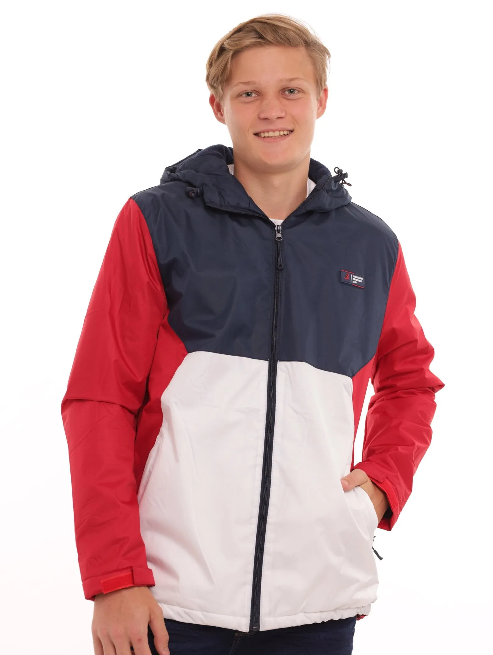 Men's Hooded Light Weight Jacket - White/Navy sold by Edgars