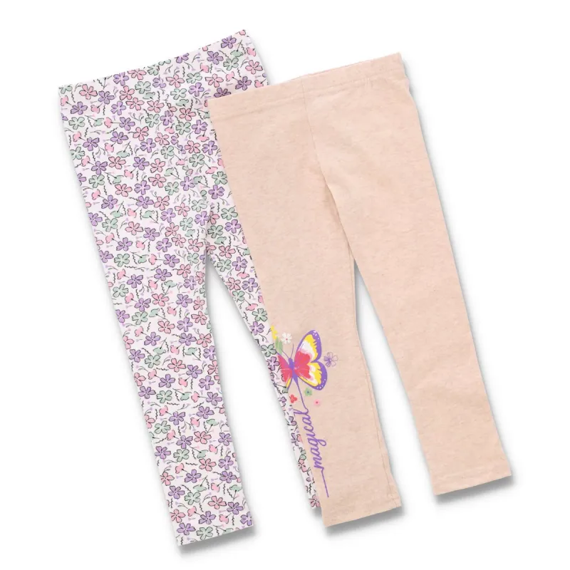 Pre-Girls 2 Pack Floral Dragonfly Legging - Pink sold by Edgars