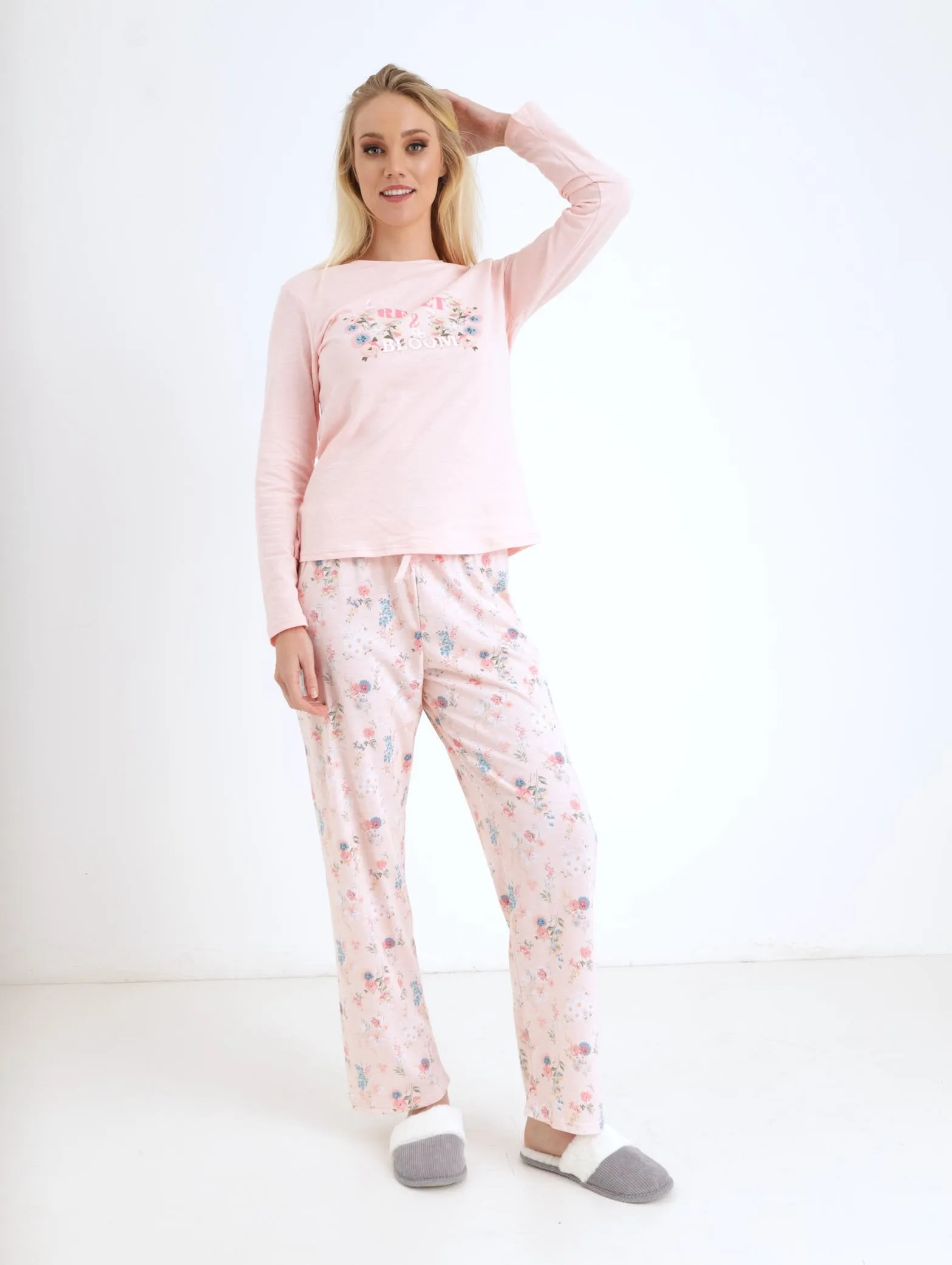 Ladies Reset And Bloom Long PJ Set - Pink sold by Edgars