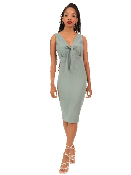 Ladies Double Strap Tie Detail Midi Dress - Fatigue sold by Edgars