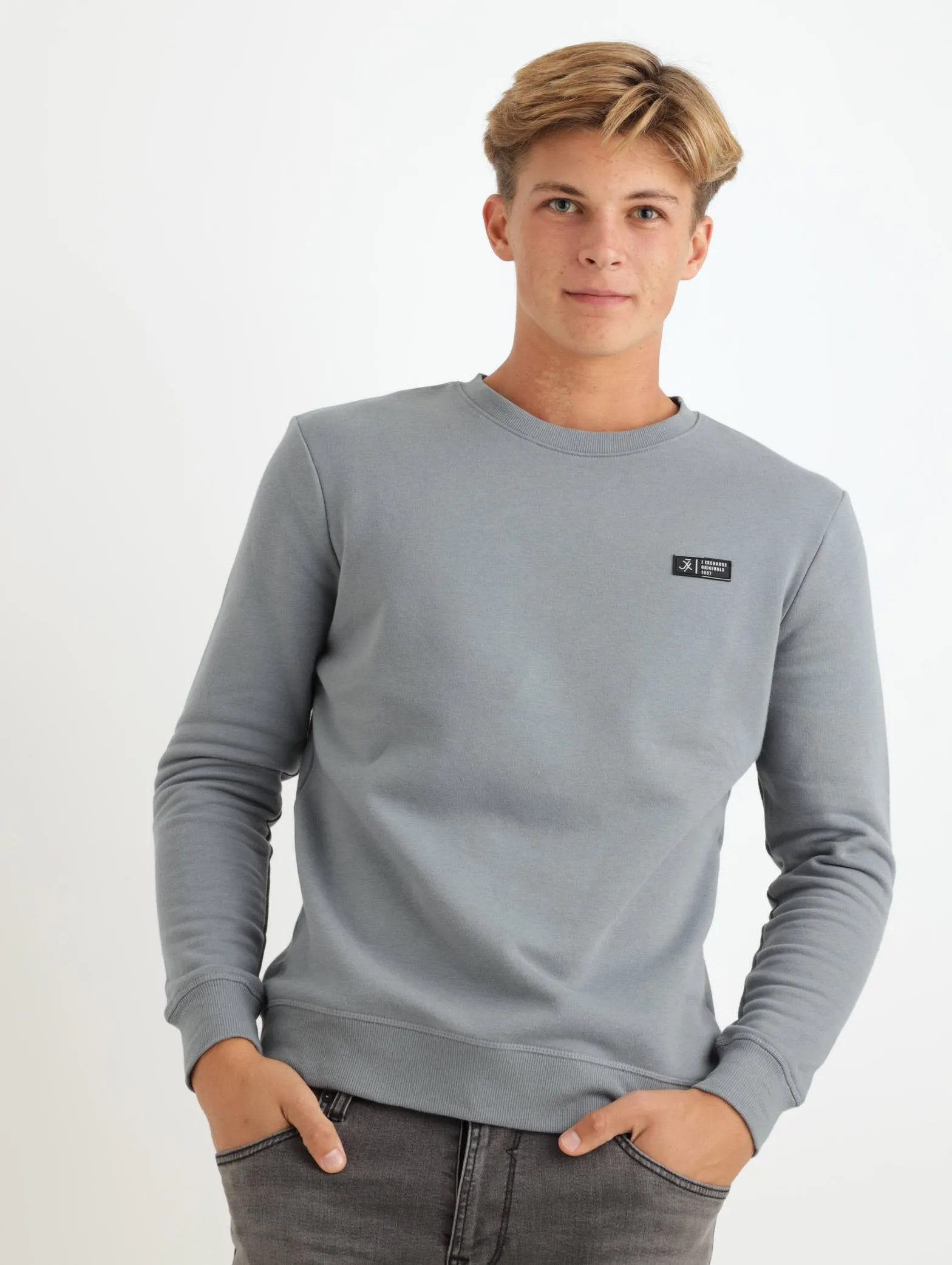 Men's Basic Crew Sweat - Pewter sold by Edgars