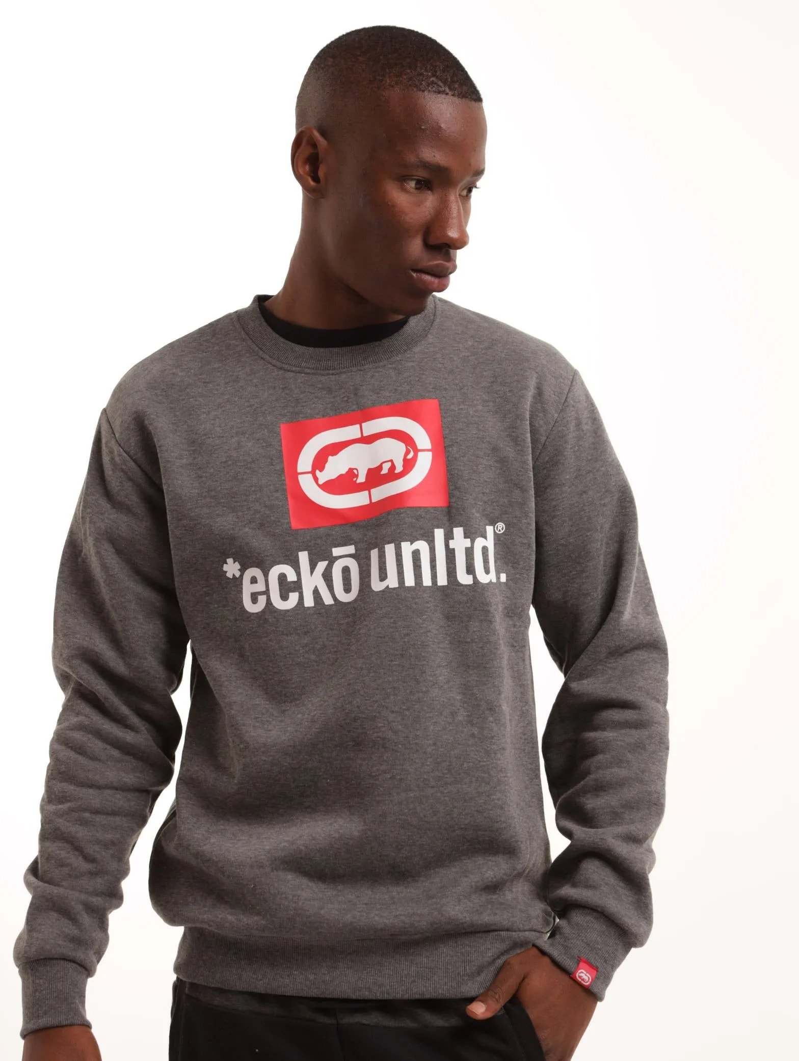 Men's Basic Logo Crew Pullover - Grey Melange sold by Edgars