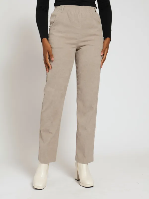 Corduroy Straight Leg Pants - Beige sold by Edgars