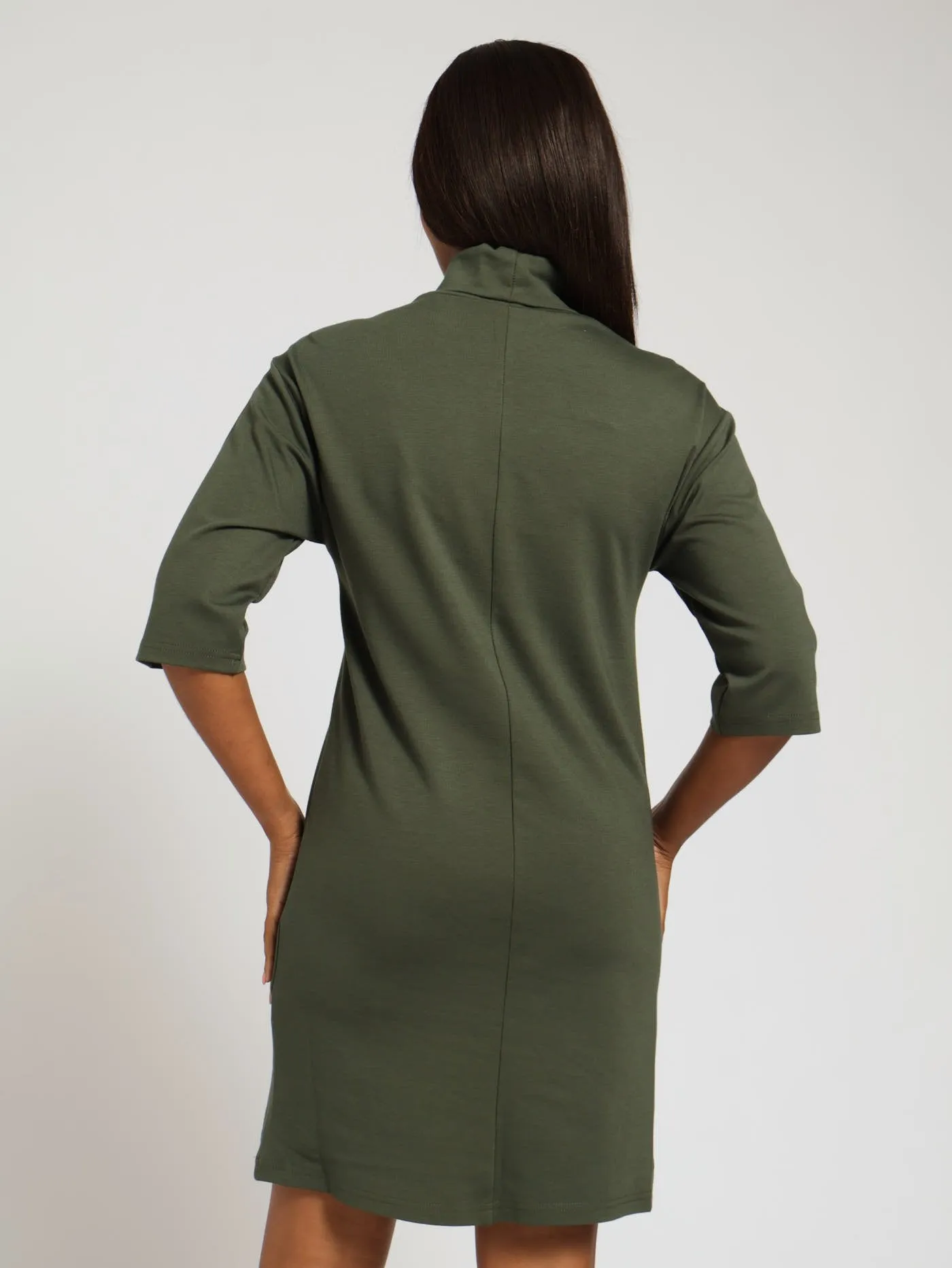 3/4 Sleeve Turtle Neck Shift Mini Dress - Fatigue sold by Edgars product image thumbnail 3