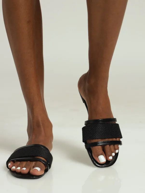 Multi Fabric Mule Sandal - Black sold by Edgars