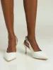 Chain Strap Slingback Kitten Heel - White sold by Edgars
