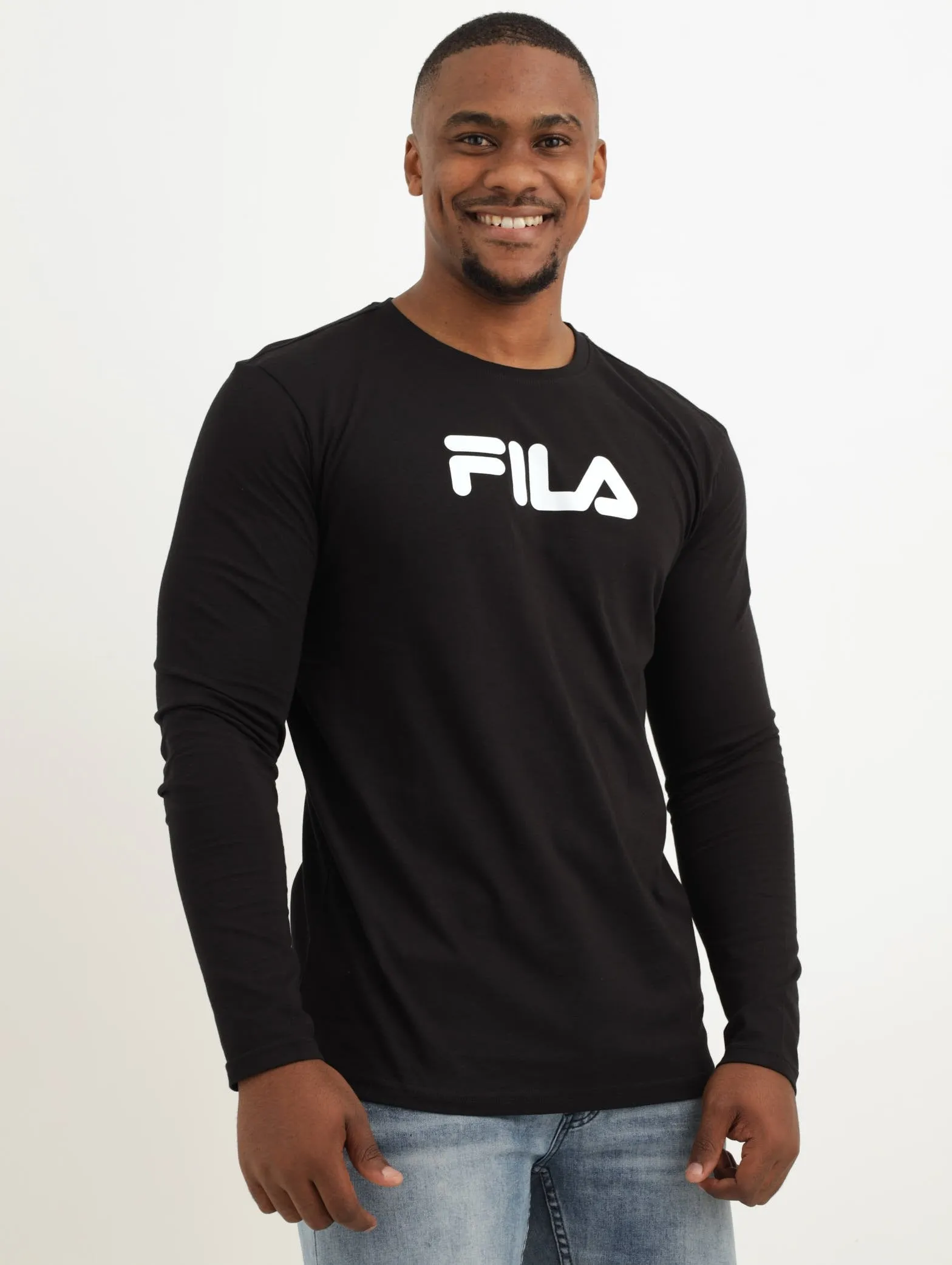 Men's Long Sleeve Mono Deckle Tee - Black sold by Edgars
