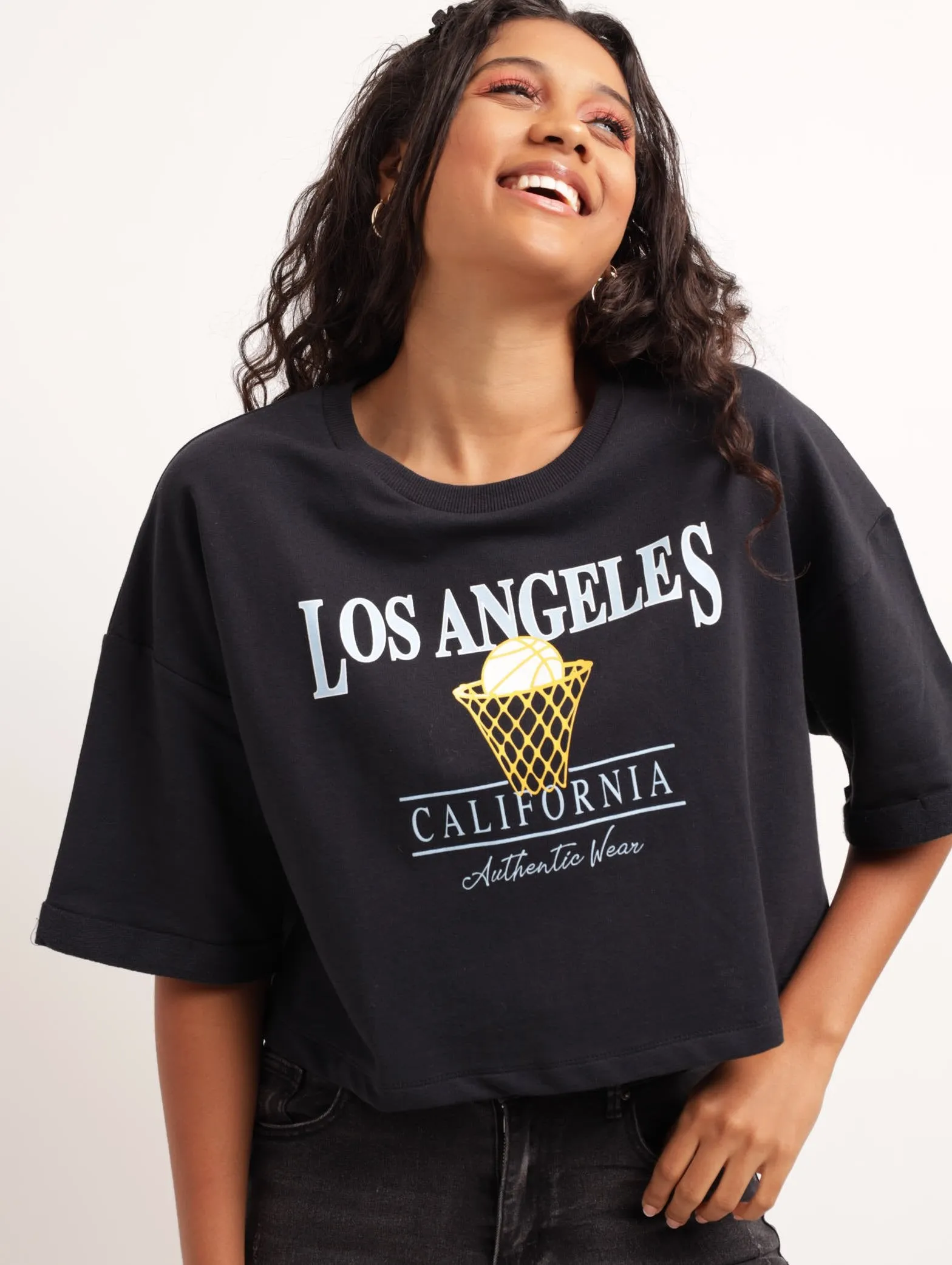 Ladies Short Sleeve Fleece Tee - Black sold by Edgars