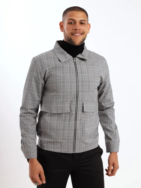 Men's Check Shacket - White/Black sold by Edgars