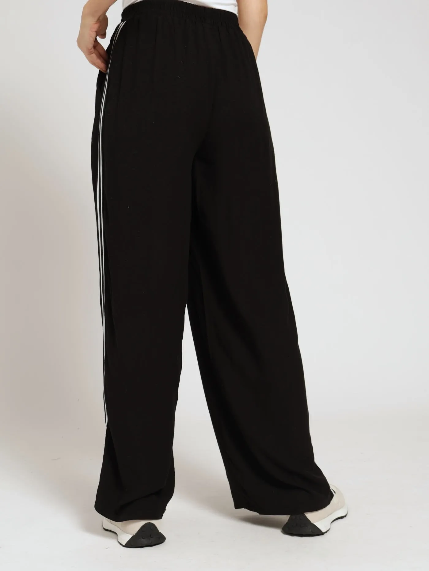 Pull-On Split Hem Sports Stripe Wideleg Pants - Black sold by Edgars product image thumbnail 3