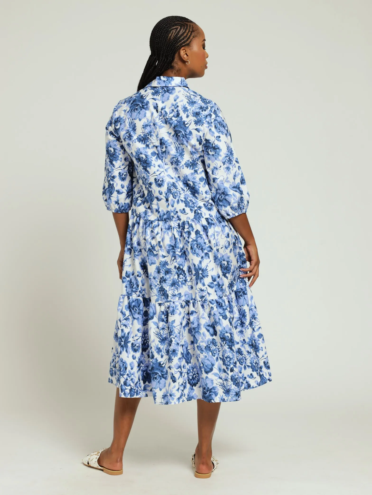 Tiered Button Down Shirt Dress - Blue sold by Edgars product image thumbnail 3