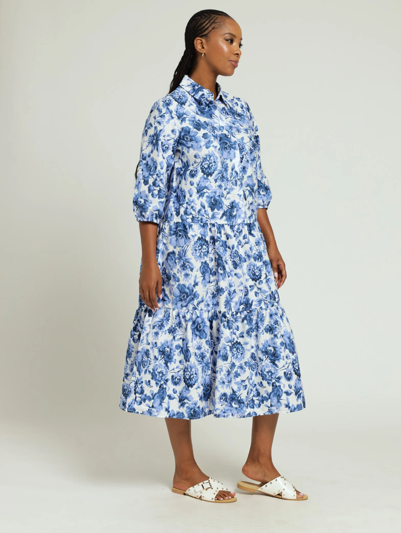 Tiered Button Down Shirt Dress - Blue sold by Edgars product image thumbnail 2