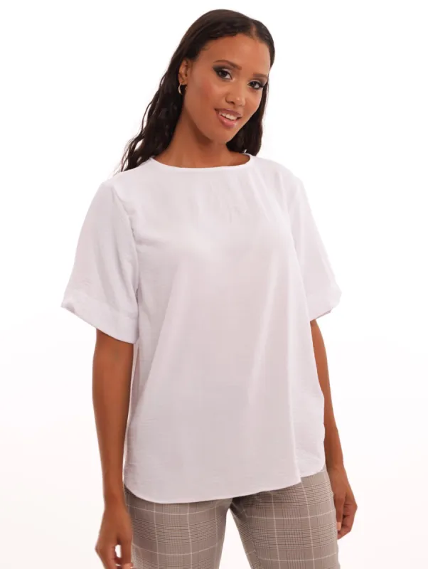 Ladies Hammered Shell Blouse - White sold by Edgars