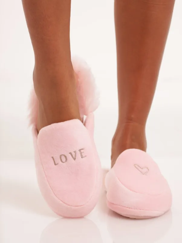 Ladies Love Fluffy Back Closed Toe Slipper - Light Pink sold by Edgars