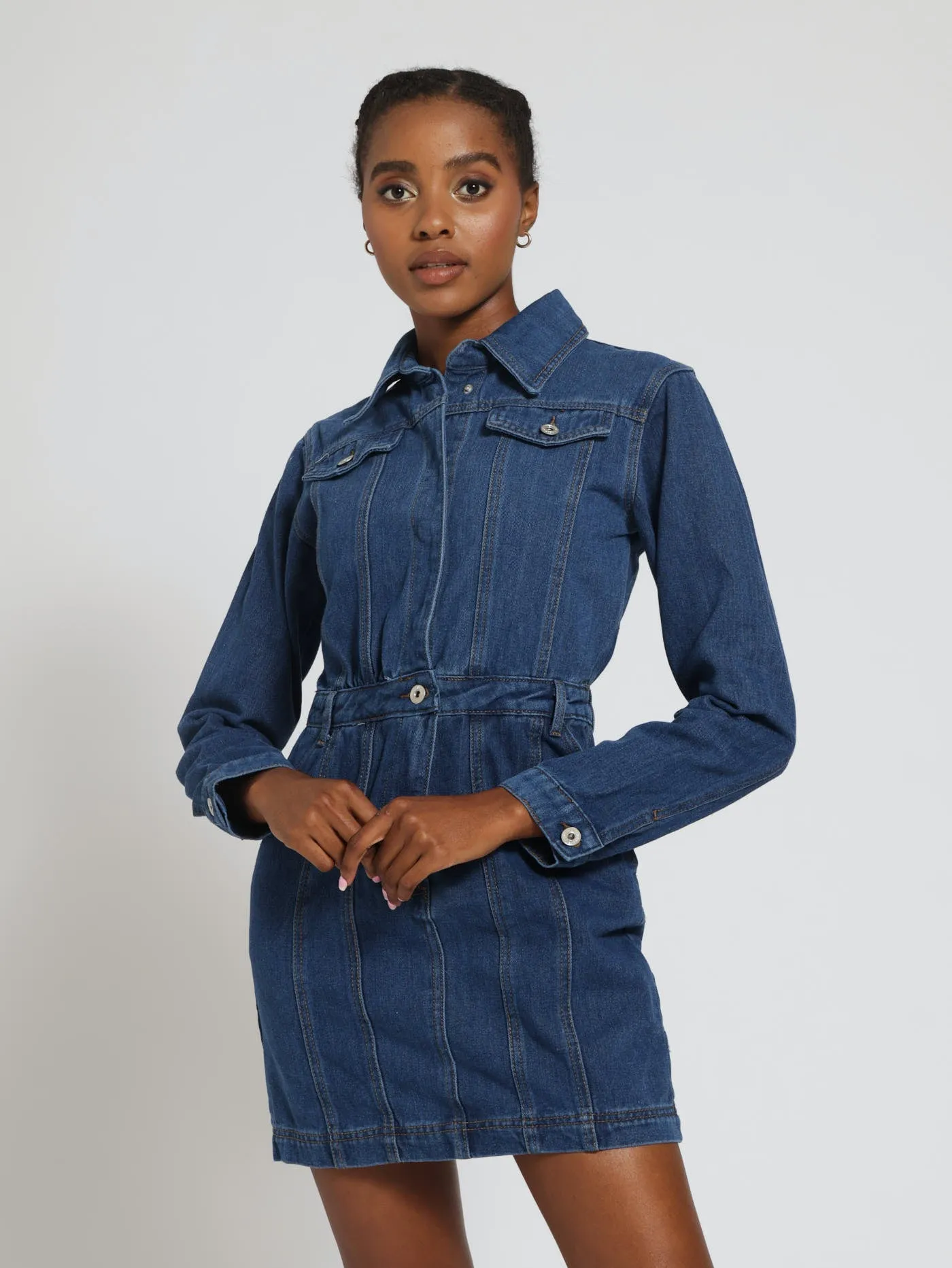 Long Sleeve Denim Dress - Mid Denim sold by Edgars product image thumbnail 2