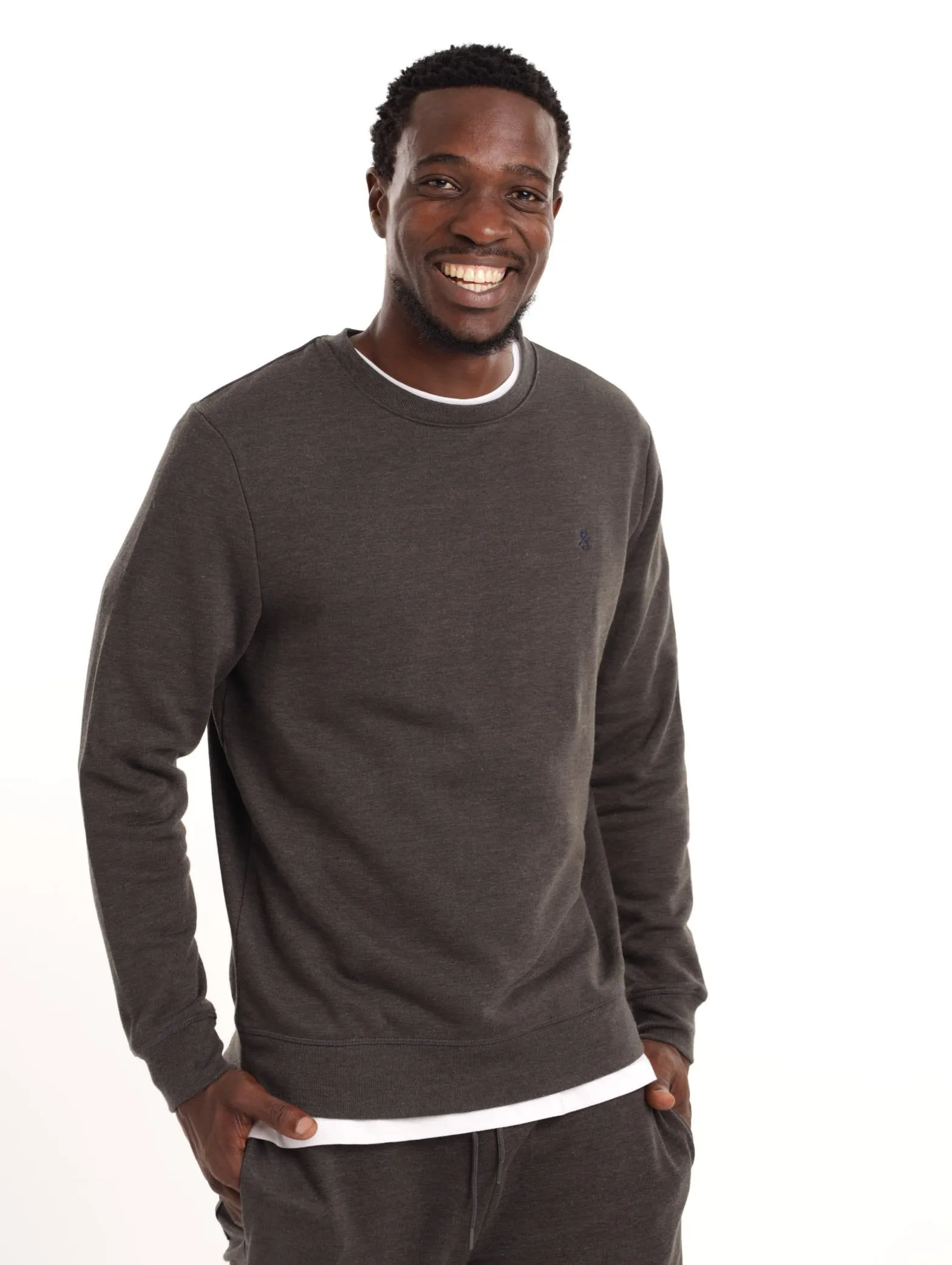 Men's Basic Crew Top - Charcoal Melange sold by Edgars