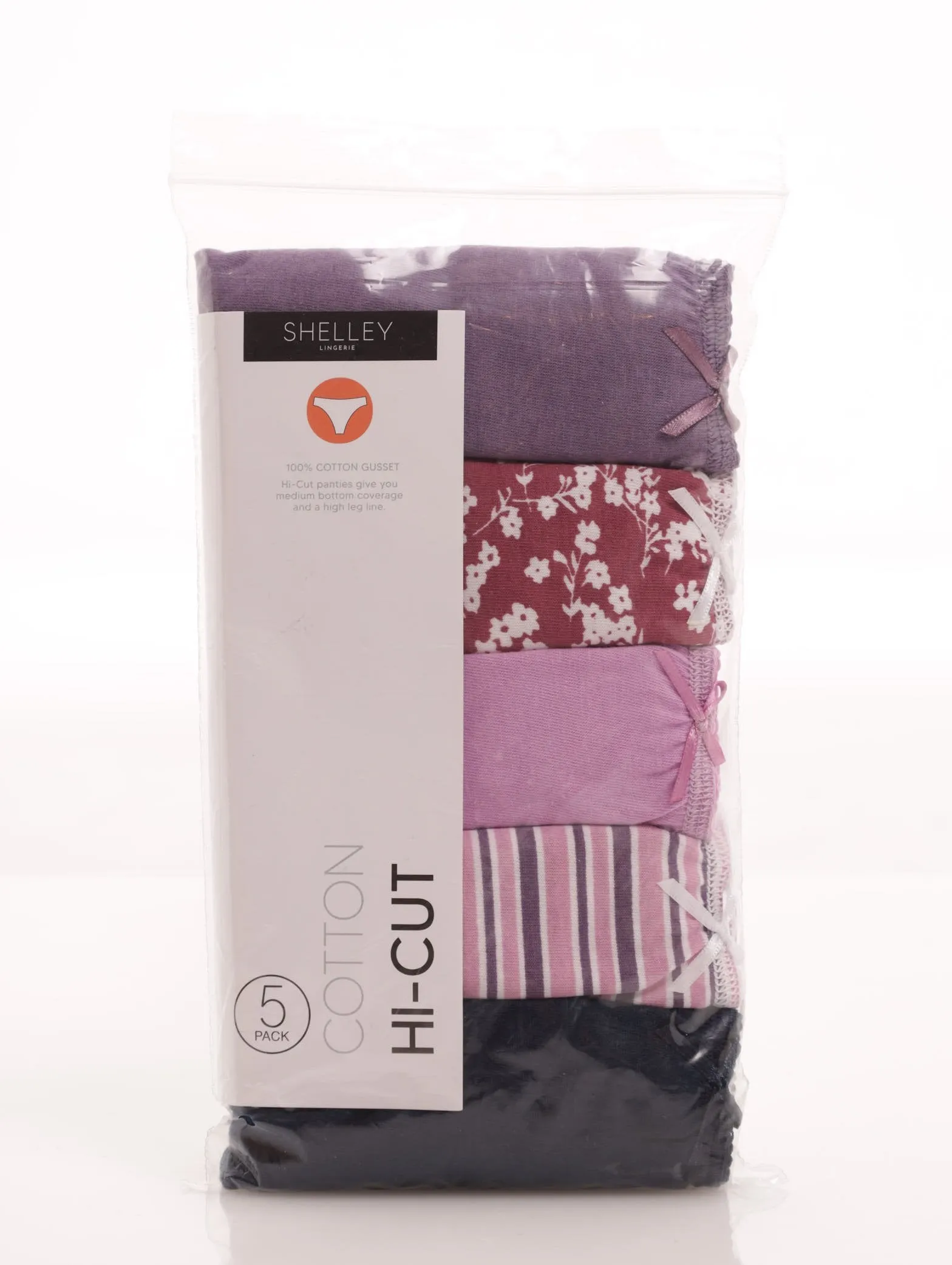 Ladies 5 Pack Cotton Hi-Cut Panty - Grape sold by Edgars