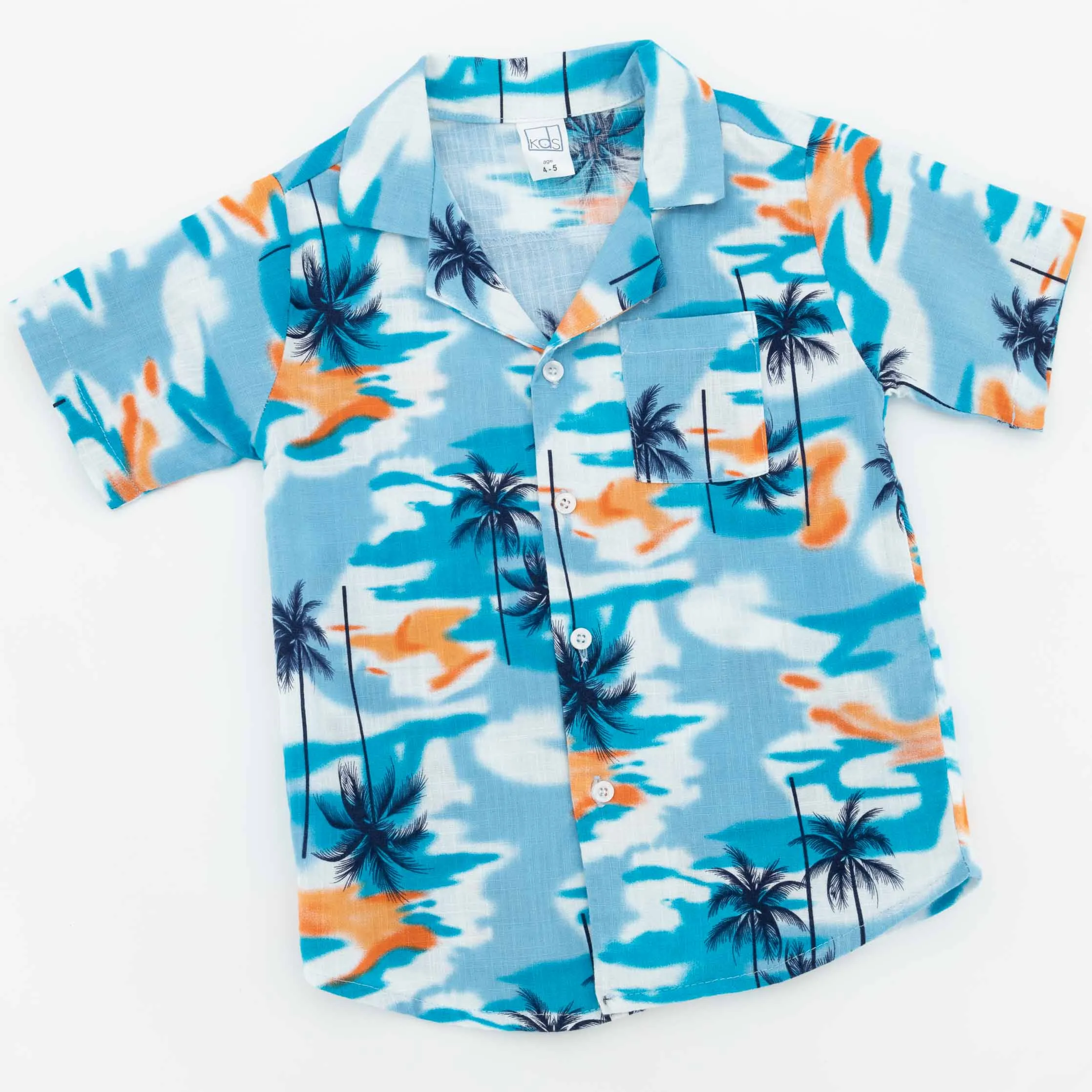 Pre-Boys Shirt Palm Tree - Blue sold by Edgars