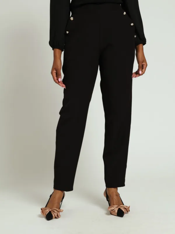 3 Button Tapered Pants - Black sold by Edgars