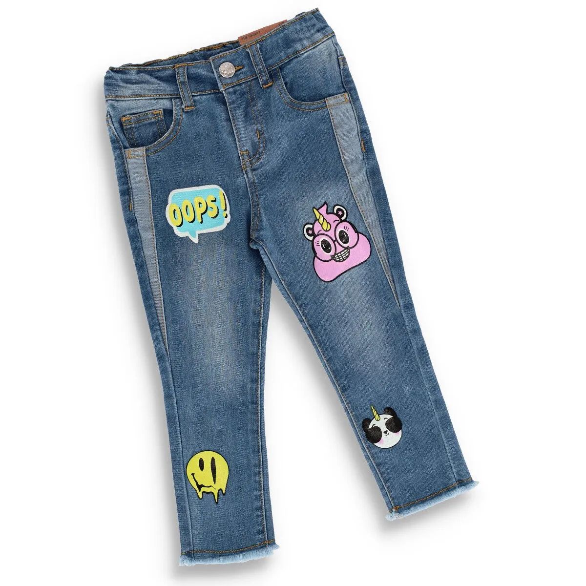 Pre-Girls Denim Skinny With Side Panels And Print Denim Jean sold by Edgars