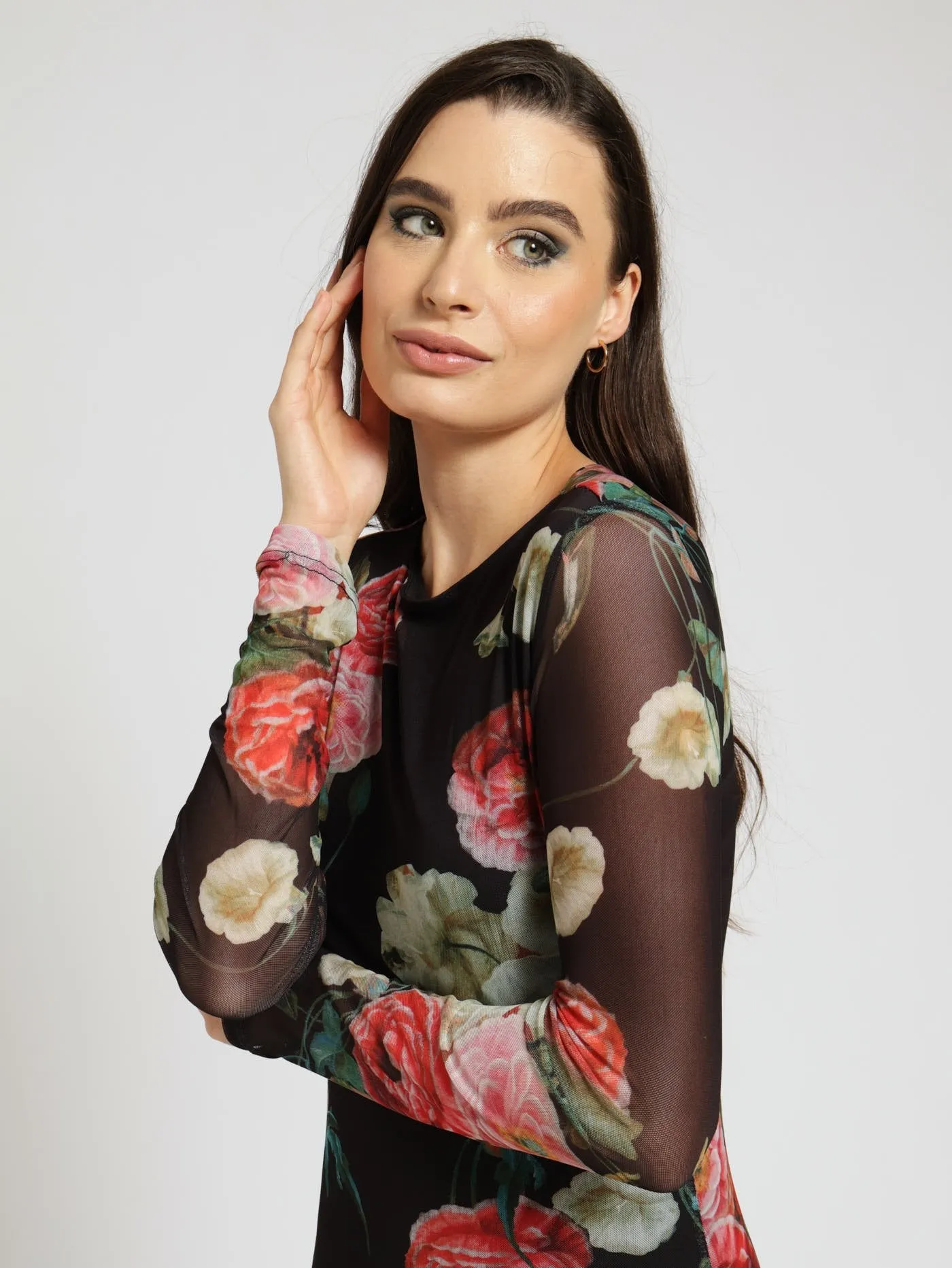 Long Sleeve Pleated Mesh Aline Maxi Dress sold by Edgars product image thumbnail 4