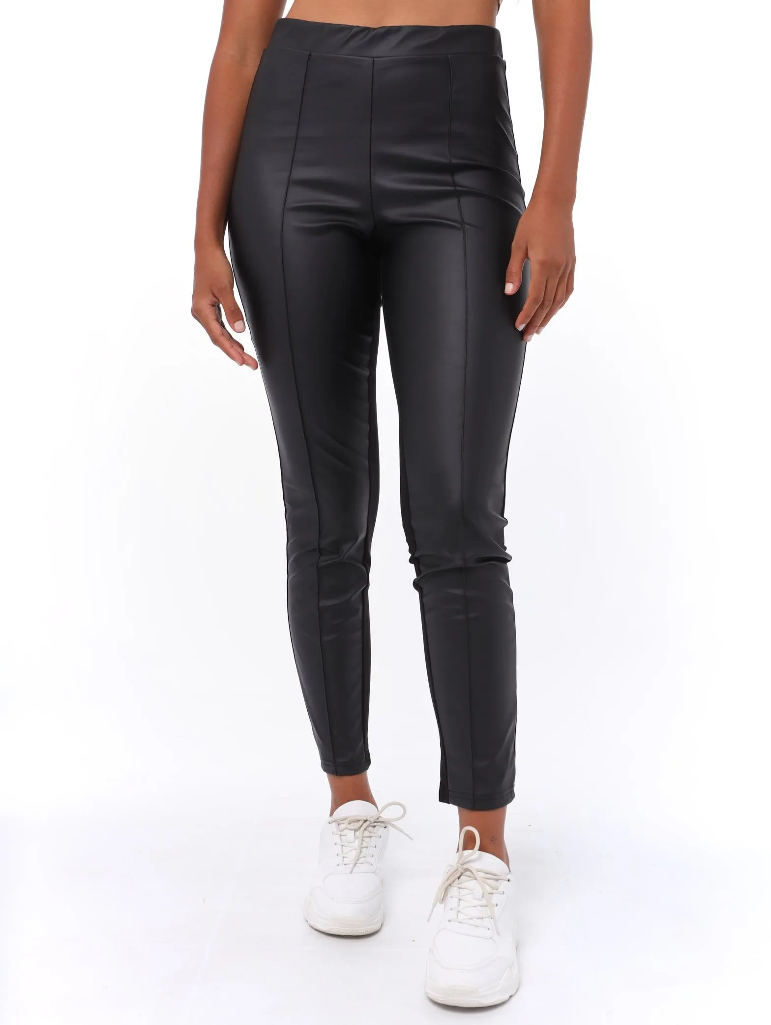Ladies PU Knit Combo Legging - Black sold by Edgars