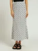 Pleated Bias Cut Linen Maxi Skirt - White/Black sold by Edgars 