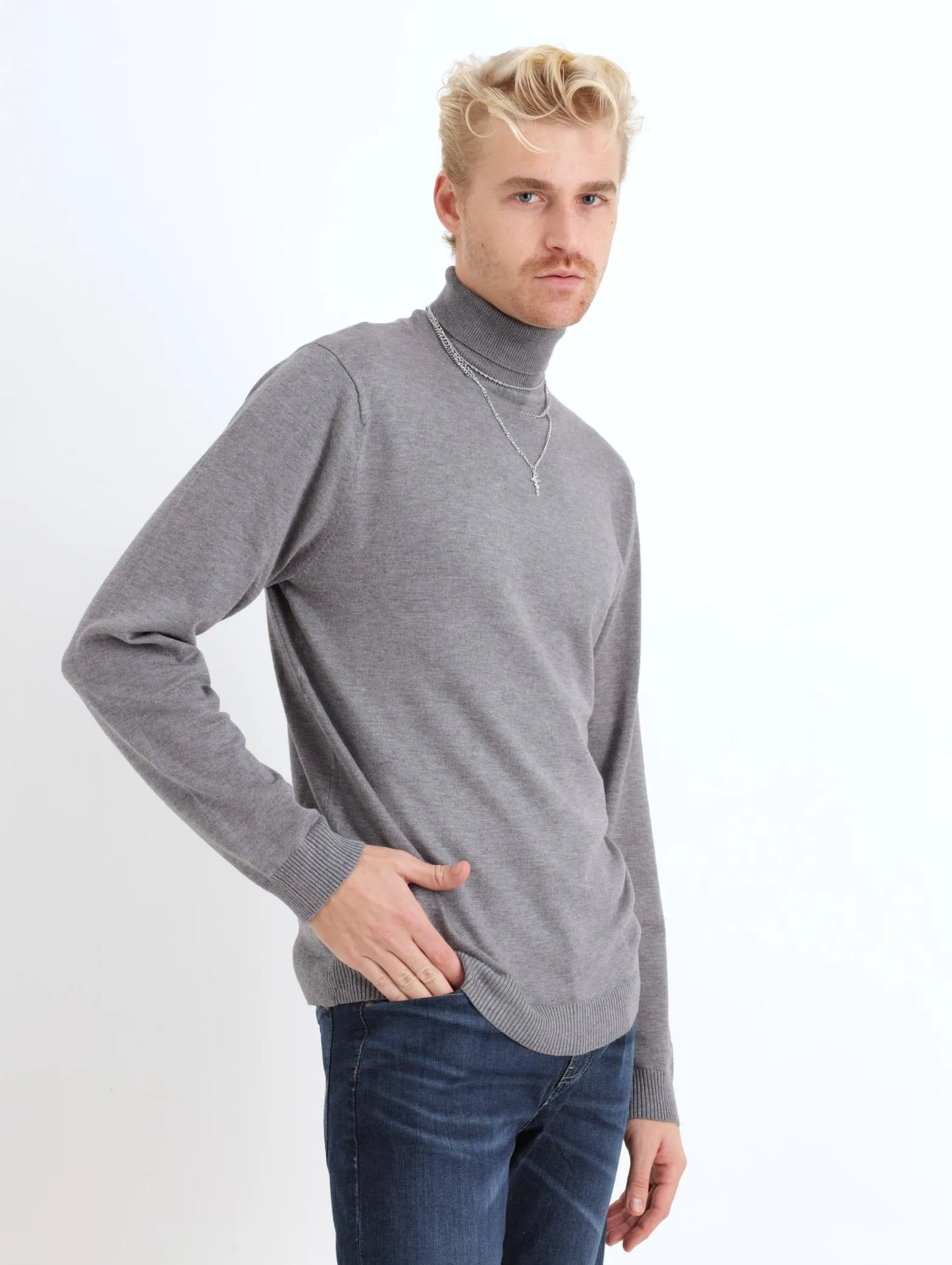 Men's Lightweight Poloneck - Grey Melange sold by Edgars