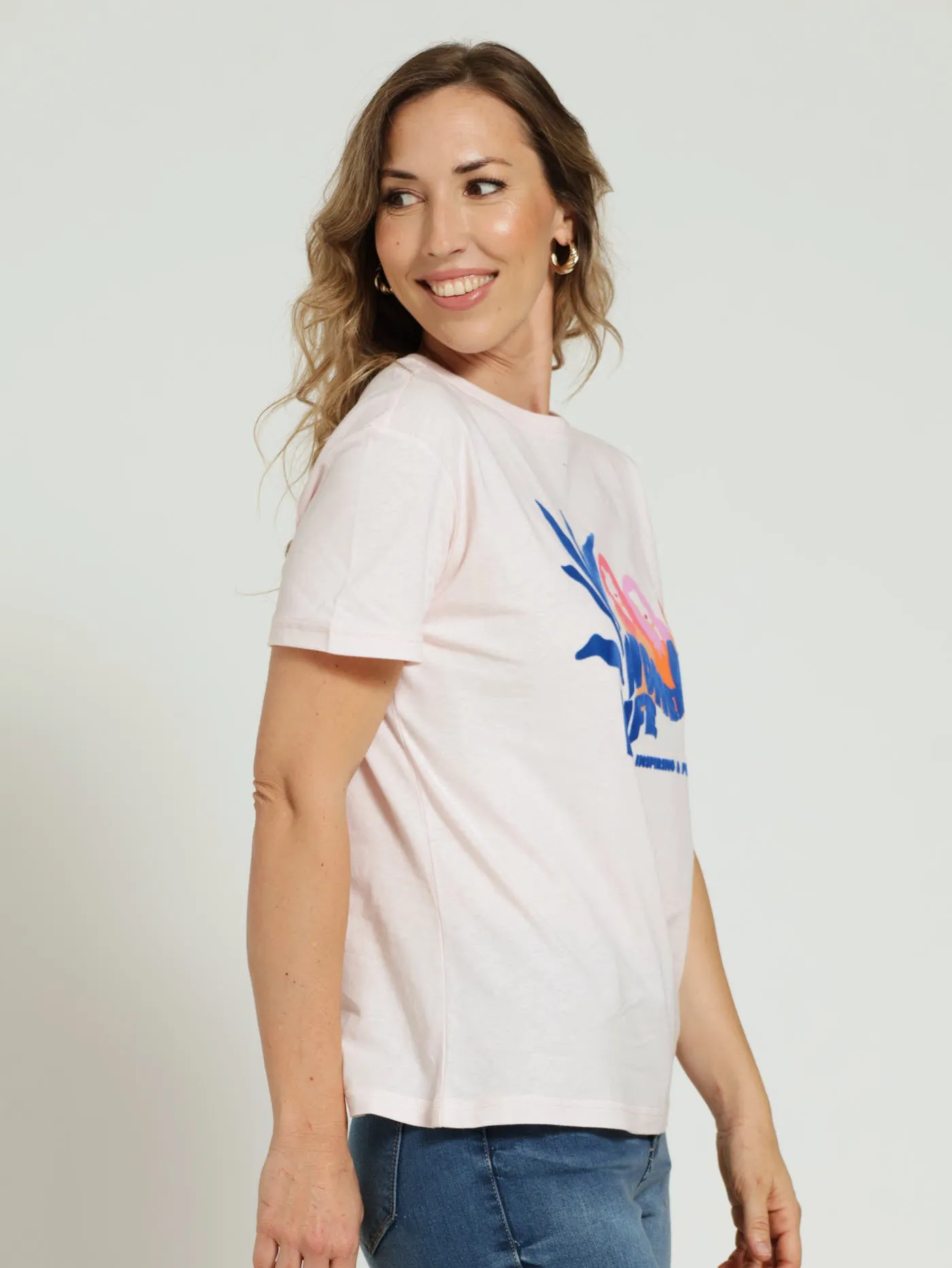 Woman With Flocked & Slogan Regular Tee - Light Pink sold by Edgars product image thumbnail 2
