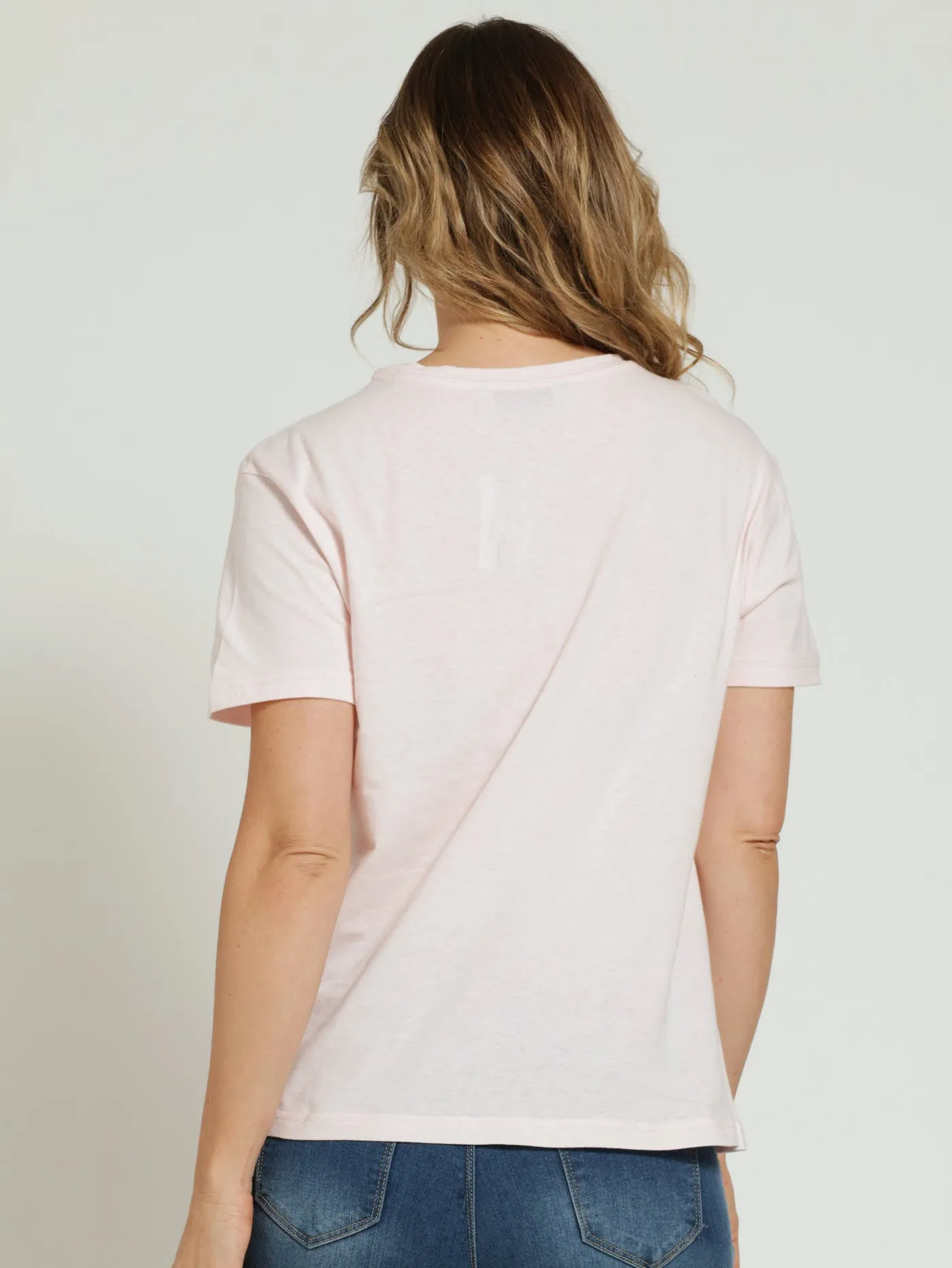 Woman With Flocked & Slogan Regular Tee - Light Pink sold by Edgars product image thumbnail 3
