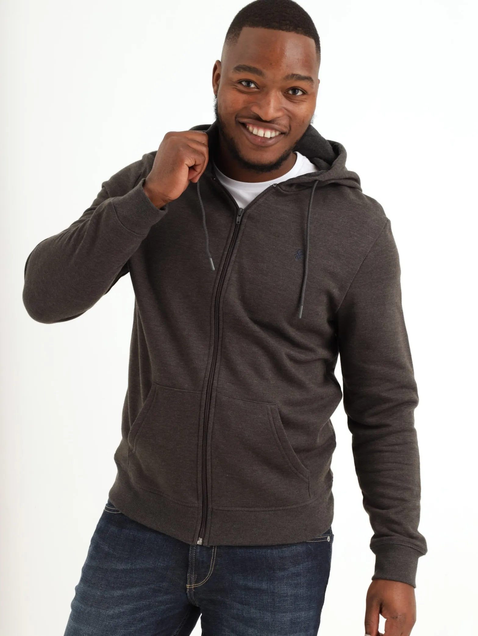 Men's Zip Hoody - Charcoal Melange sold by Edgars