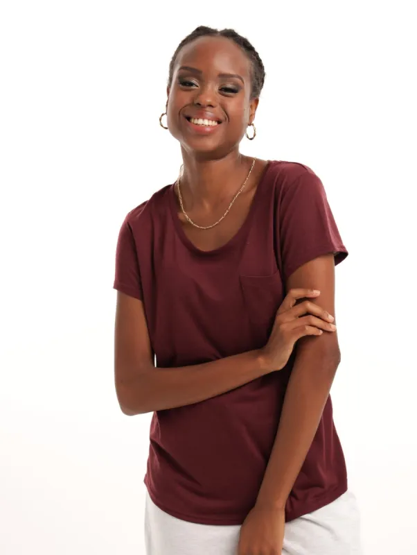Ladies Pocket Tee - Burgundy sold by Edgars