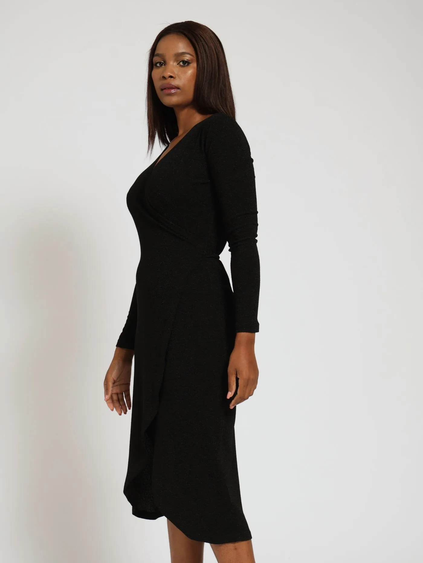 Shimmer Knot Detail Midi Dress - Black sold by Edgars product image thumbnail 3